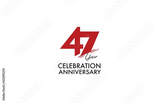 47th, 47 years, 47 year anniversary with red color isolated on white background, vector design for celebration vector