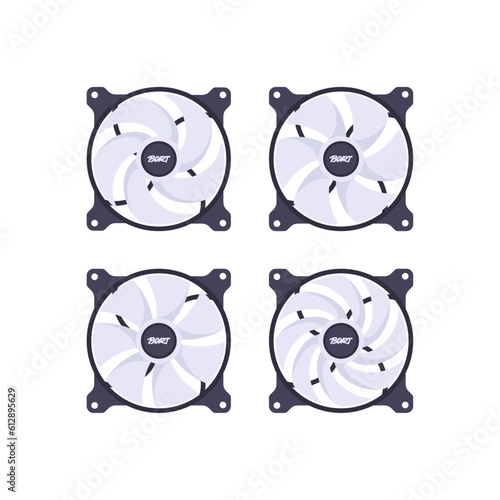 pc black and white fan Icon Isolated Sign Flat Style Vector Illustration Symbol on White Background