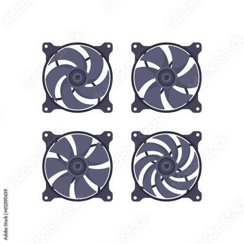 pc black fan Icon Isolated Sign Flat Style Vector Illustration Symbol on White Background