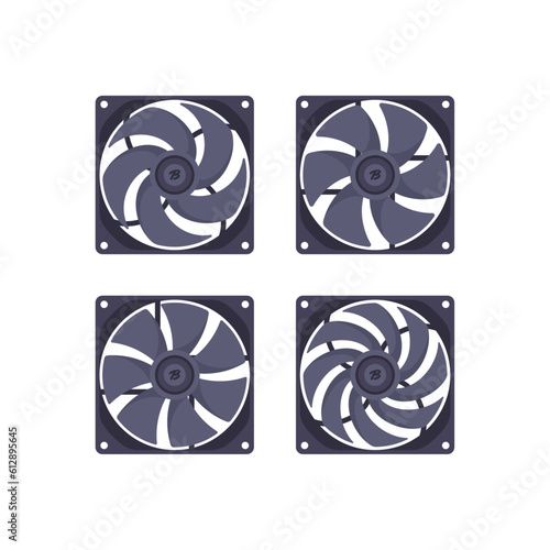 pc black fan Icon Isolated Sign Flat Style Vector Illustration Symbol on White Background