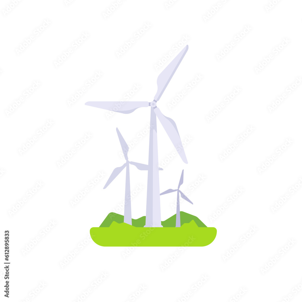 Wind turbine Icon Isolated Sign Flat Style Vector Illustration Symbol on White Background Wind turbine Icon Isolated Sign Flat Style Vector Illustration Symbol on White Background