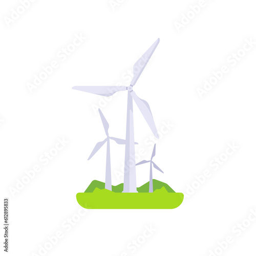 Wind turbine Icon Isolated Sign Flat Style Vector Illustration Symbol on White Background