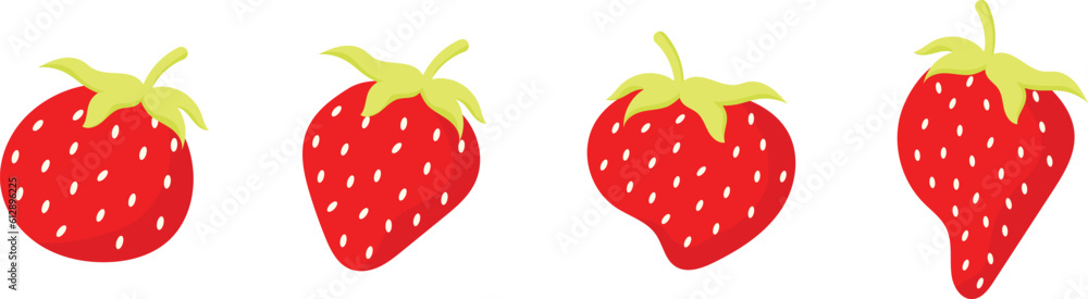 Obraz premium red fruit strawberrys vector set ,sweet fruit for summer amd holiday 
