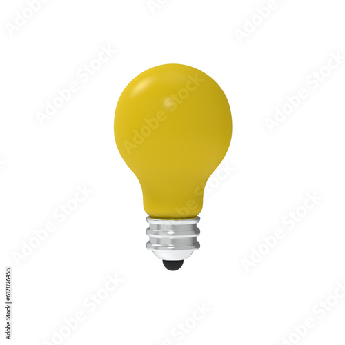 3d render yellow light bulb idea concept 3d illustration