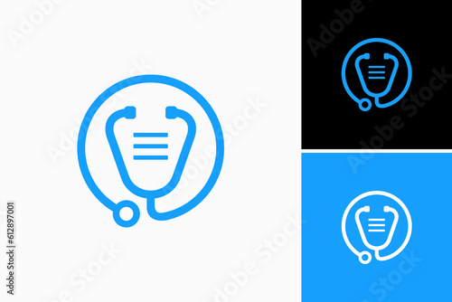 stethoscope and documents logo vector premium template