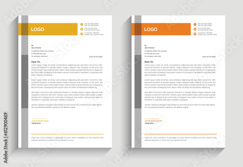 Professional corporate simple business letterhead design and business document template. 
