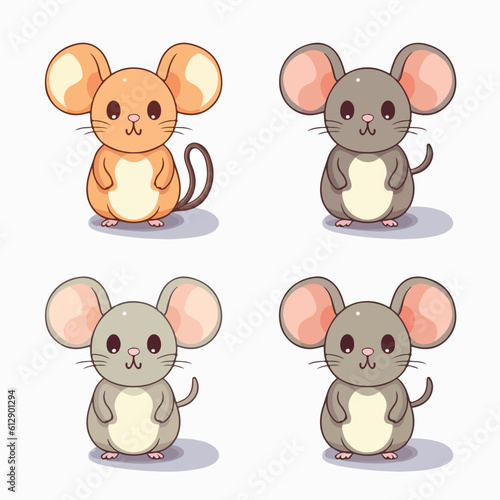 Cartoon mouse. Isolated on white background. Vector illustration for pet  animal  wildlife concept 