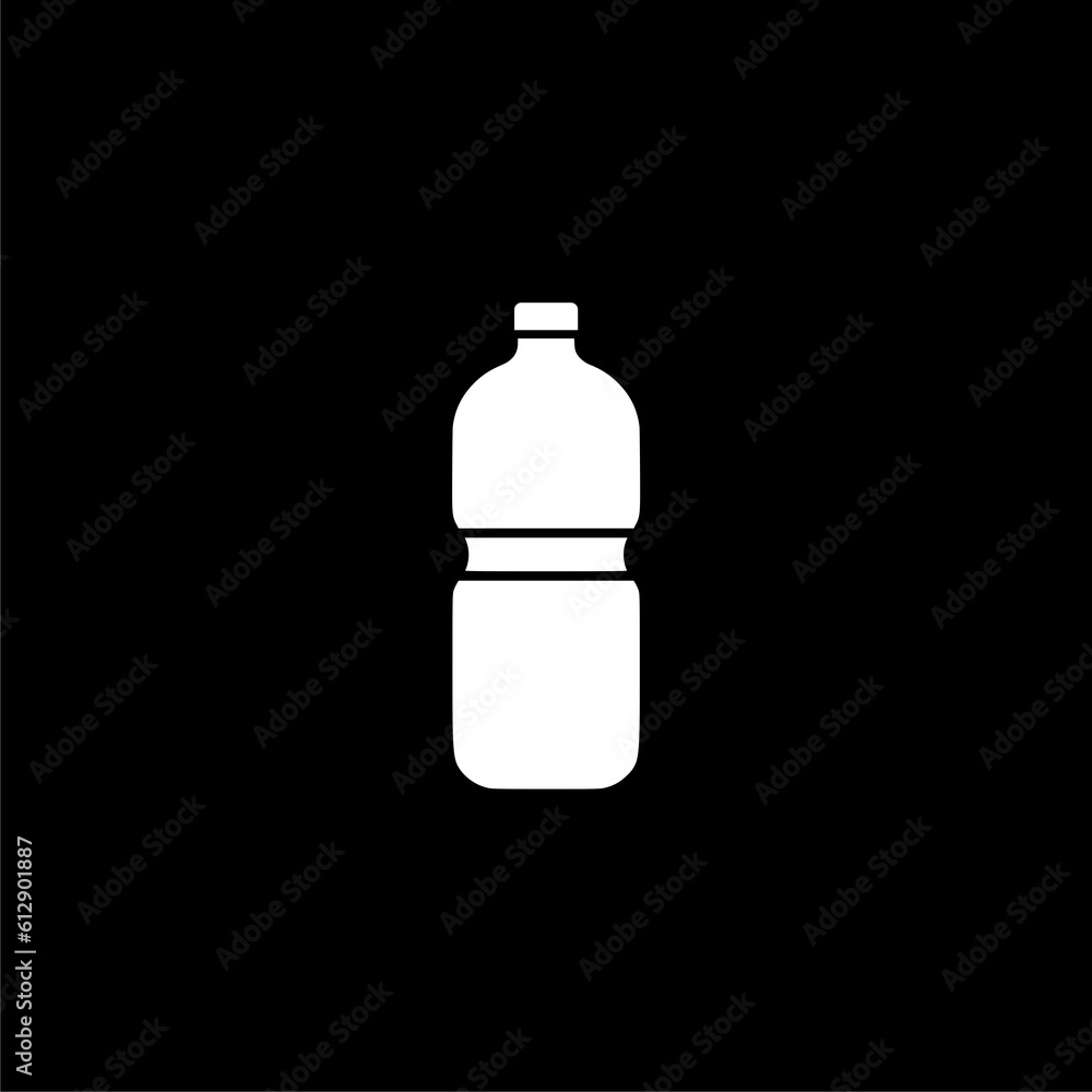 Mineral water plastic bottle icon isolated on black background Mineral water plastic bottle icon isolated on black background