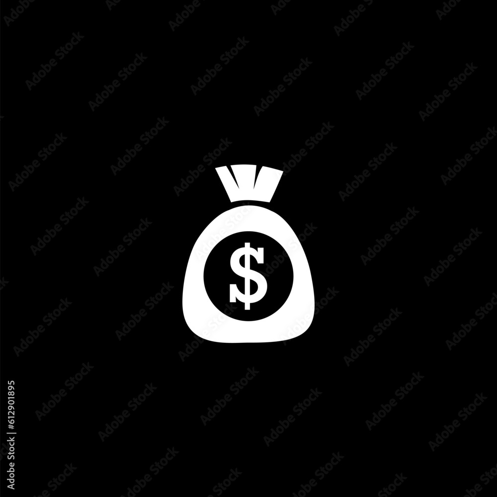 Money icon symbol isolated on black background Money icon symbol isolated on black background