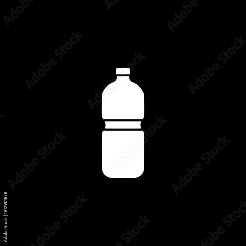 Mineral water plastic bottle icon isolated on black background