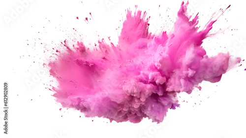 Colorful pink red rainbow smoke paint explosion, color fume powder splash, motion of liquid ink dye in water, AI generated image 