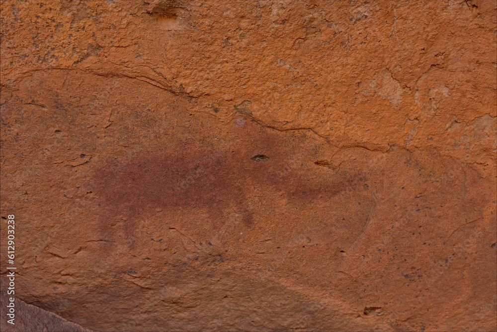 Fototapeta premium West Africa. Mauritania. Ancient rock carvings (petroglyphs) of the unique Agrour Natural Park in the southwest of the Sahara Desert, whose age is about 5000 years BC.