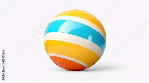 Colored inflatable beach ball on white background. Generative ai