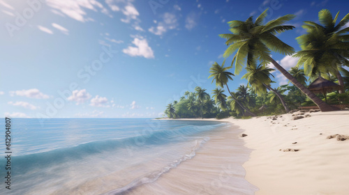 Tropical Summer Sea Beach Landscape Generative AI