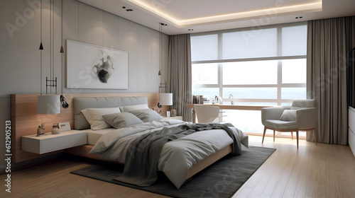Bed room interior design with beautiful decoration 
