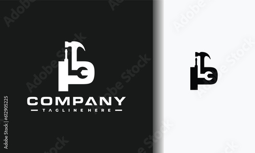 letter P workshop equipment logo