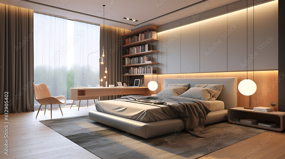 Bed room interior design with beautiful decoration Bed room interior design with beautiful decoration