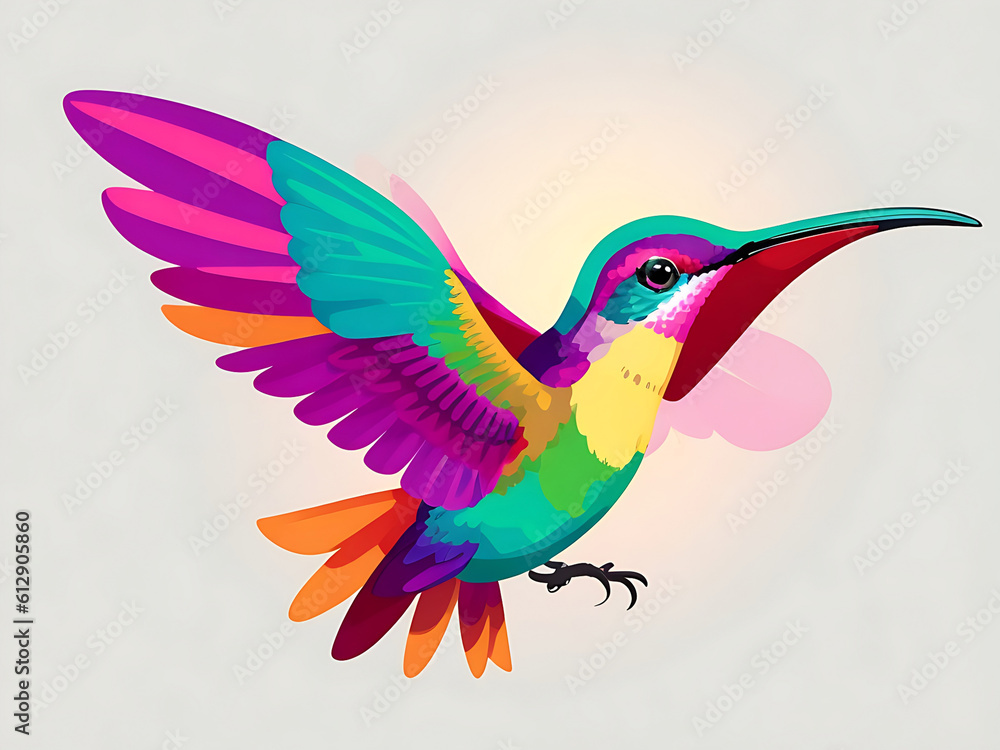 Obraz premium Broad Billed Hummingbird. Using creative backgrounds the colorful bird becomes more interesting and blends with the colors. These birds are native.