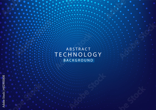 Abstract dot circle blue background high tech. Concept technology, innovation, big data, Ai, network, business, modern, online