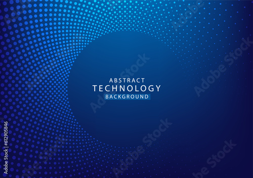 Abstract dot circle blue background high tech. Concept technology, innovation, big data, Ai, network, business, modern, vr