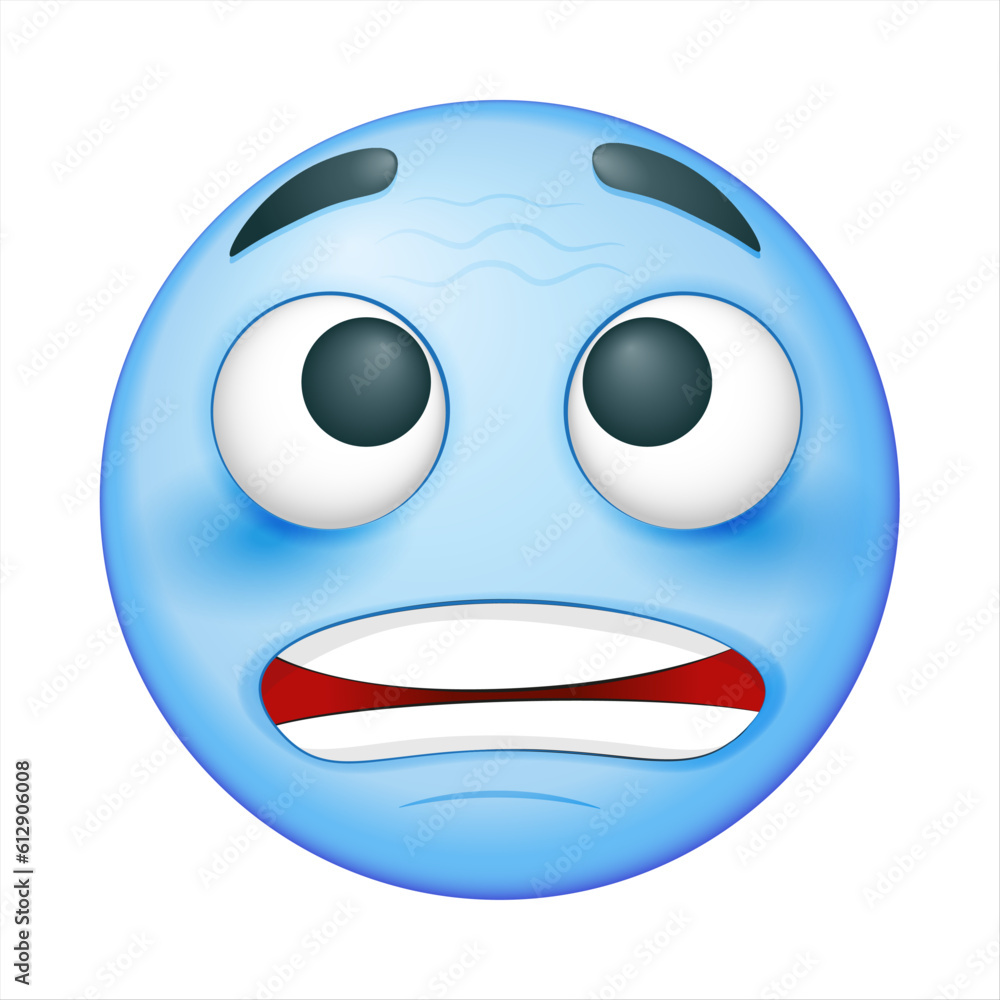Cold emoji on white background. Vector frozen emoji. Blue face. Cute emoticon. Cold emoji on white background. Vector frozen emoji. Blue face. Cute emoticon.