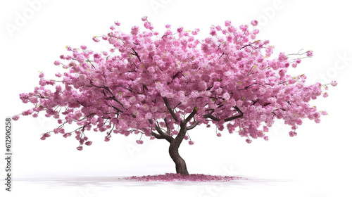 Pink sakura tree blooming isolated on white background. Generative ai © MdMaruf