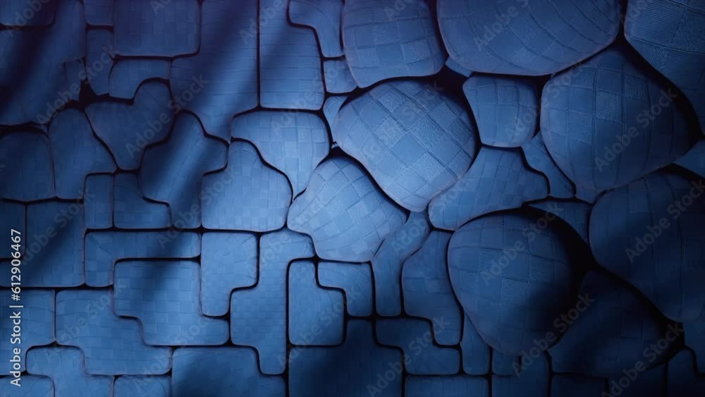 Futuristic concept of a mosaic surface with inflatable parts. Blue sci-fi technology background. Puzzle. 3d animation Futuristic concept of a mosaic surface with inflatable parts. Blue sci-fi technology background. Puzzle. 3d animation