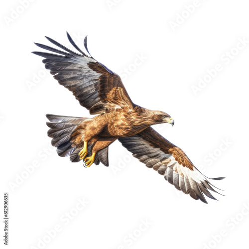 a Golden Eagle in flight in various positions, magnificent Raptor Wildlife-themed, photorealistic illustrations in a PNG, cutout, and isolated. Generative