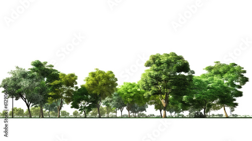 3d illustration landscape with green trees in the park. Generative ai