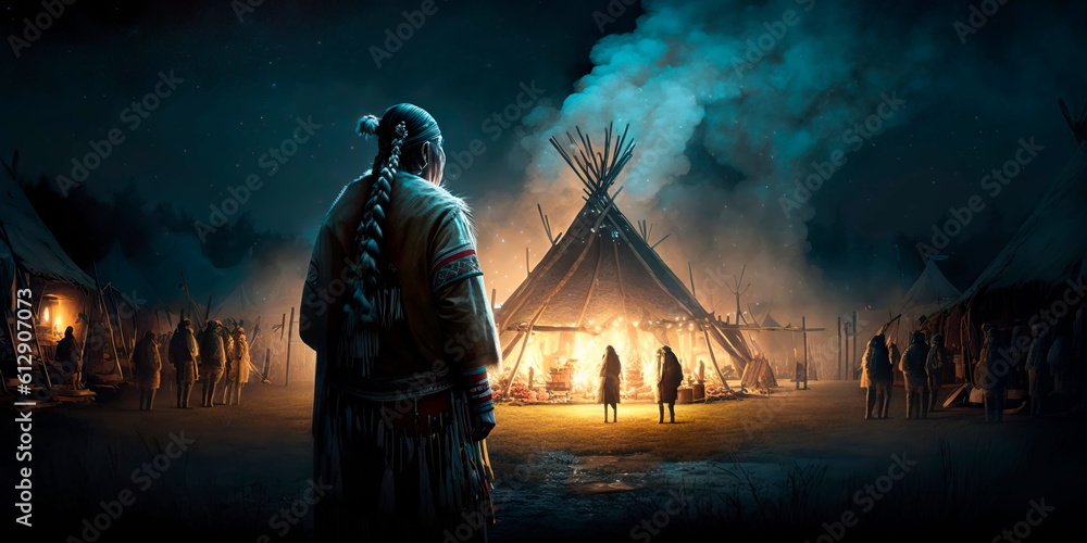 Obraz premium Delving into the mystical traditions of indigenous communities Generative AI