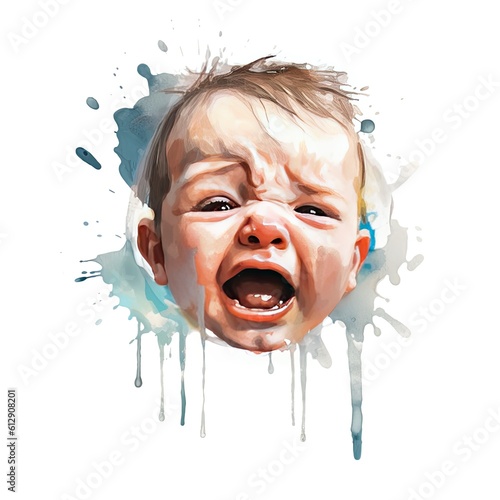an illustration of a crying baby