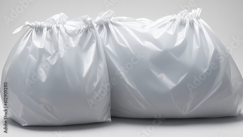 White garbage bags with white background, environmental protection, Earth Day