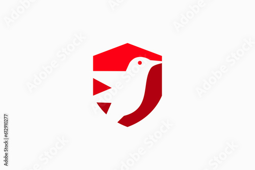bird on shield logo vector premium template