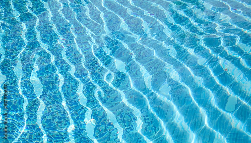 Blue water surface background, swimming pool surface, beach, Generative AI