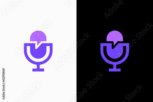 podcast mic with chat Vector Logo Premium
