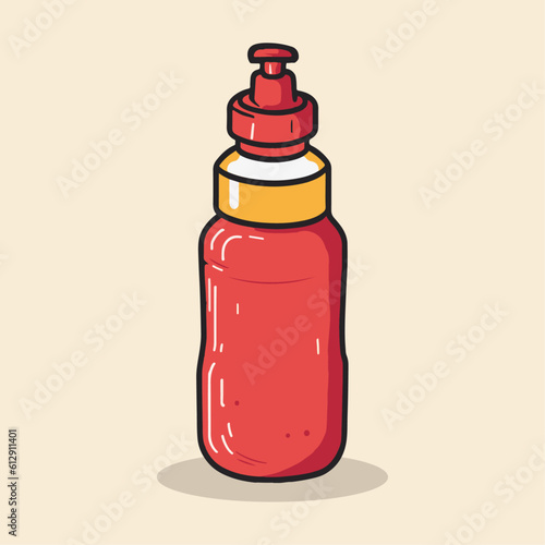 Tomato ketchup, Sauce bottle vector illustration