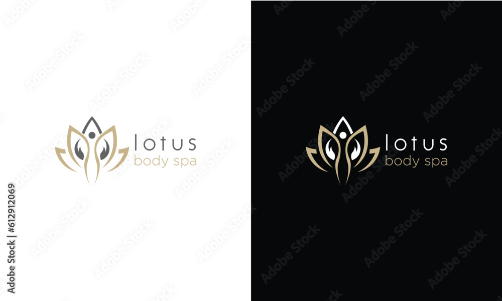 Creative simple Artistic Lotus Flower with hand care logo design illustration