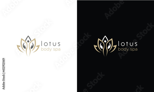 Creative simple Artistic Lotus Flower with hand care logo design illustration