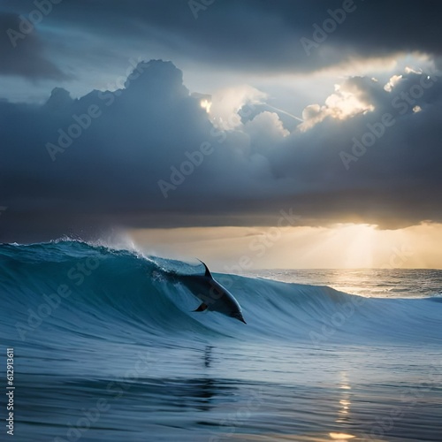 sunset over the ocean   Generate AI © Douglas