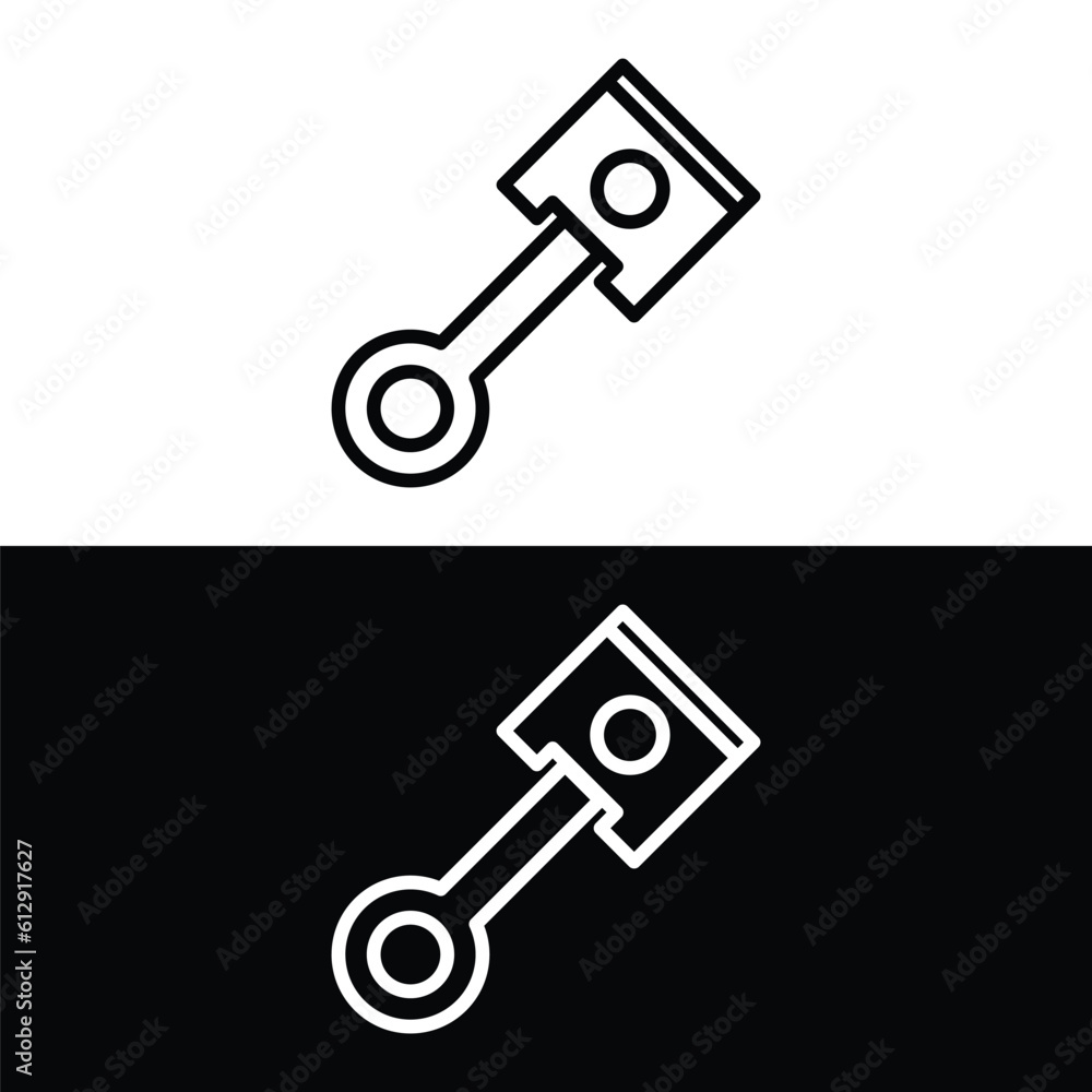 Engine piston line icon. Car piston outline icon isolated white and black background Engine piston line icon. Car piston outline icon isolated white and black background