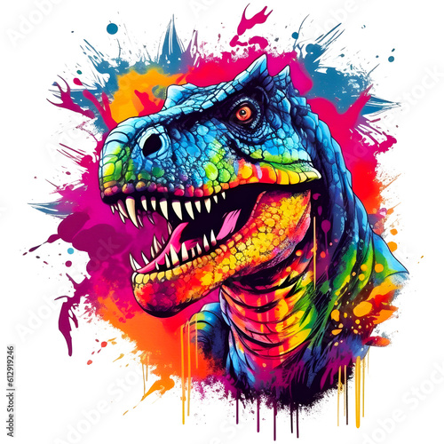 Tyrannosaurus rex dinosaur illustration, created with Generative AI technology © Andrea