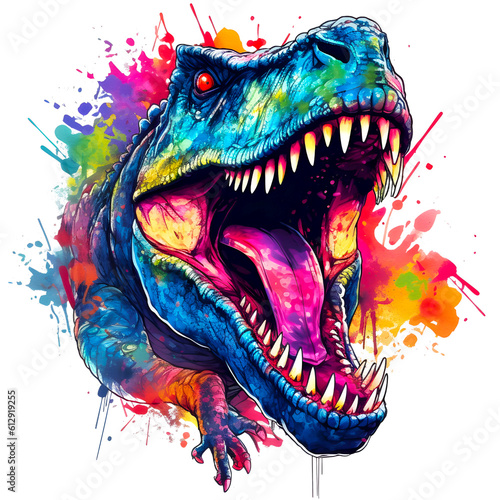 Fototapeta Naklejka Na Ścianę i Meble -  Tyrannosaurus rex dinosaur illustration, created with Generative AI technology