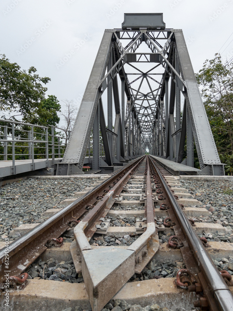 Perspective view of the steel railway bridge. Perspective view of the steel railway bridge.