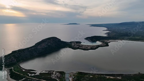 Aerial view of Voidokilia beach in Messinia, Greece photo