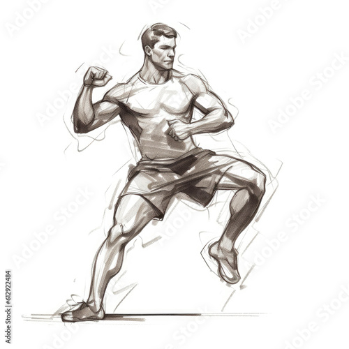 fitness sport drawing sketch poses - by generative ai