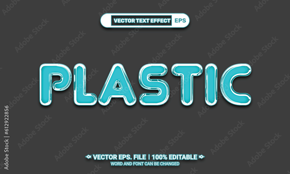Realistic 3d editable plastic eps vector text effect