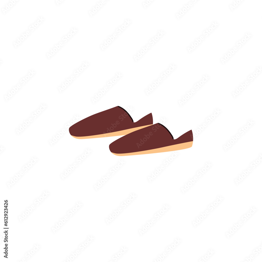 Slippers pair of comfortable shoes for walks and hiking flat vector isolated. Slippers pair of comfortable shoes for walks and hiking flat vector isolated.