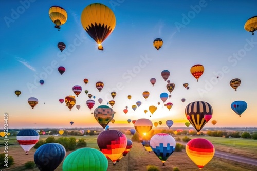 Colorful air balloons and sky. Generative Ai