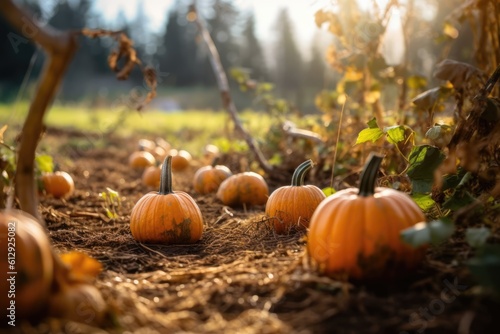 Fall pumpkin field harvest countryside landscape