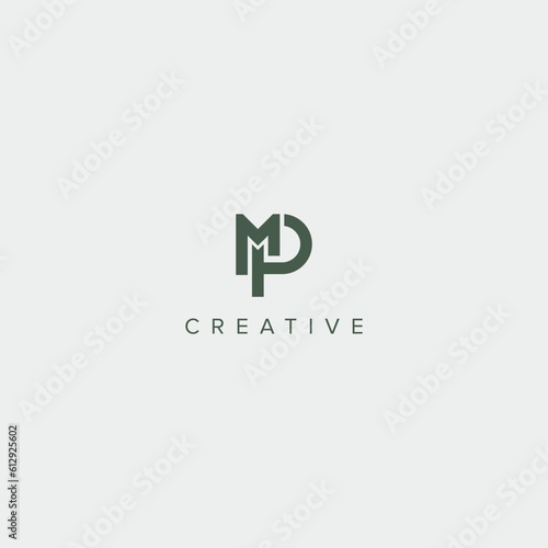 Modern alphabet letter MP PM unique logo vector template illustration.